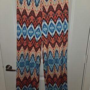 New Directions Multicolor Zigzag Wide Leg Pants